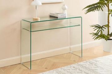 Picture of MURANO 47" Bent Glass Hall Table with Shelf 