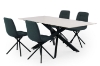 Picture of MARMURA 5PC 71" Sintered Stone Top Dining Table & 360° Swivel Dark Chairs Set