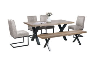 Picture of GALLOP 6PC Dining Set - (1 Dining Table + 1 Bench + 4 Armless Dining Chairs)