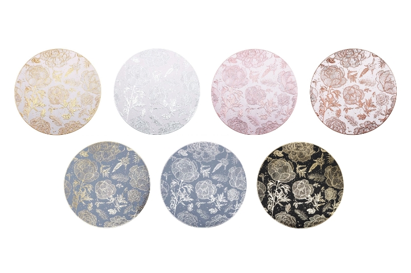 Picture of 371-006/007/008/009/010/011/012 Peony Placemat with White/Blue/Black Base 15"