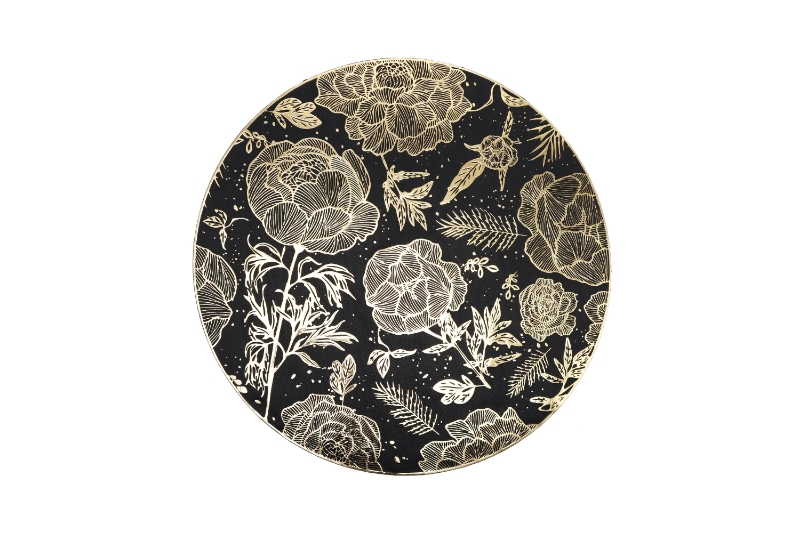Picture of 371-012 Golden Peony Placemat with Black Base 15"