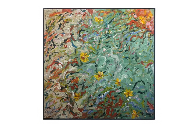 Picture of 389-005 Hand Oil Painting Canvas Wall Art with Black Frame(39.5"x39.5")