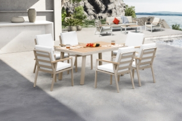 Picture of BONDI 7PC Aluminium Outdoor Lounge Set/Dining Set (Off White)