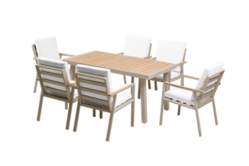Picture of BONDI 7PC Aluminium Outdoor Lounge Set/Dining Set (Off White)