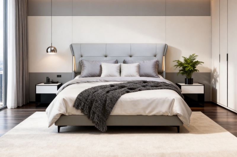 Picture of KIANA Air Leather Bed Frame with Integrated Touch LED Light in Queen/Eastern King Size