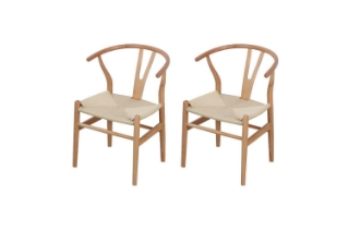 Picture of 21"×19.5"×31" WISHBONE Solid Wood Y Replica Chair (Natural) - 2 Chairs in 1 Carton