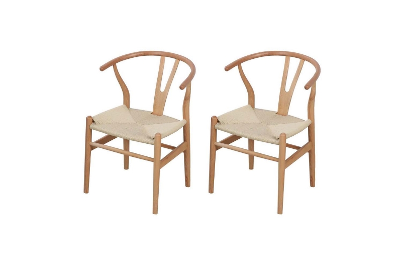 Picture of 21"×19.5"×31" WISHBONE Solid Wood Y Replica Chair (Natural) - 2 Chairs in 1 Carton
