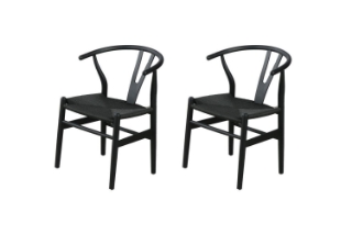 Picture of 21"×19.5"×31"  WISHBONE Solid Wood Y Replica Chair (Black) - 2 Chairs in 1 Carton