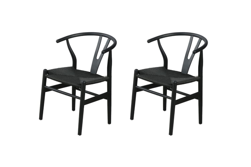 Picture of 21"×19.5"×31"  WISHBONE Solid Wood Y Replica Chair (Black) - 2 Chairs in 1 Carton