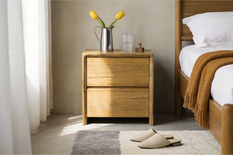 Picture of BRITTON 2-Drawer Australian Marri Hardwood Bedside Table