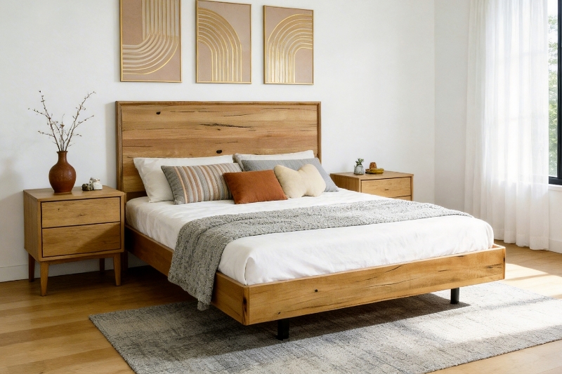 Picture of BRITTON Australian Marri Hardwood Floating Bed Frame - Eastern King Size