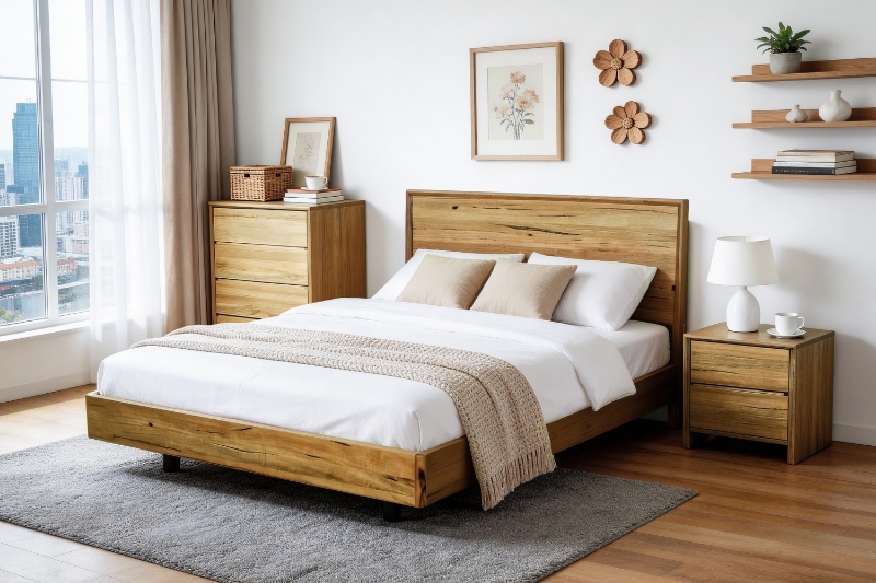 Picture of BRITTON 3PC Australian Marri Hardwood Bedroom Combo Set - Queen Size