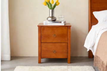 Picture of METRO 2-Drawer Solid Pine Wood Nightstand  (Honey)