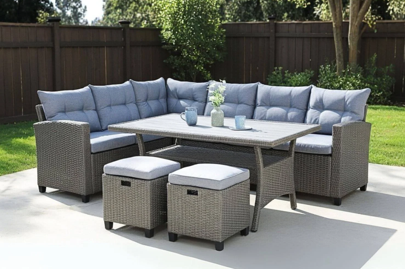 Picture of ALBANY Wicker Sectional Dining Outdoor Sofa Set