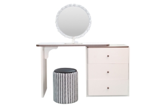 Picture of ELYSIA 3-Drawer 39.5"-63" Extension Dressing Table with LED Mirror and Makeup Stool Set