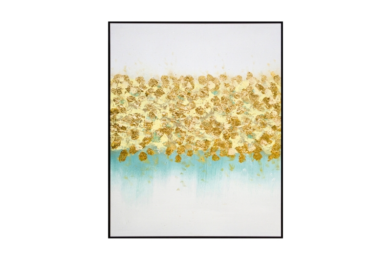Picture of 389-008 Hand Oil Painting Canvas Wall Art with Black Frame(23.5"x31.5") - Golden Sandy Beach