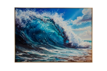 Picture of 357-002 Decorative Wall Art with Golden Frame (31.5"×23.5") - Waves