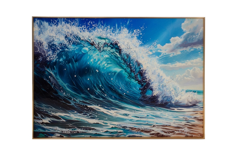 Picture of 357-002 Decorative Wall Art with Golden Frame (31.5"×23.5") - Waves