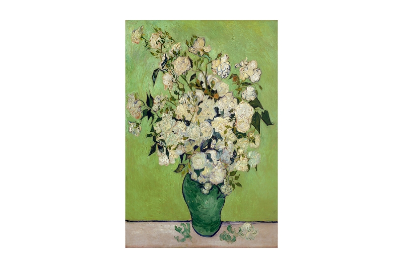 Picture of 367-002 Hand-Finished Canvas Decorative Wall Art (31.5"×47") - Still Life: Vase with Pink Roses (1890) by Vincent van Gogh