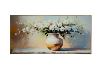Picture of 357-011 Decorative Wall Art with Golden Frame (47"x23.5") - Bouquet
