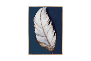Picture of 357-013 Decorative Wall Art with Golden Frame (15.5"x23.5") - White Feather