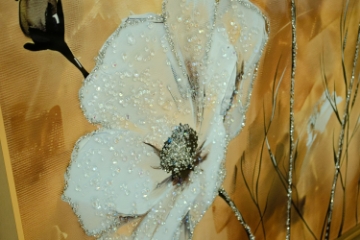 Picture of 357-001 Decorative Wall Art with Golden Frame (31.5"×23.5") - White Flower 