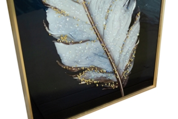 Picture of 357-013 Decorative Wall Art with Golden Frame (15.5"x23.5") - White Feather