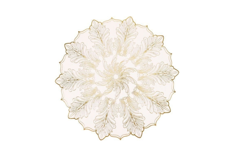 Picture of 371-021 Golden  Feathers Placemat in White (15")