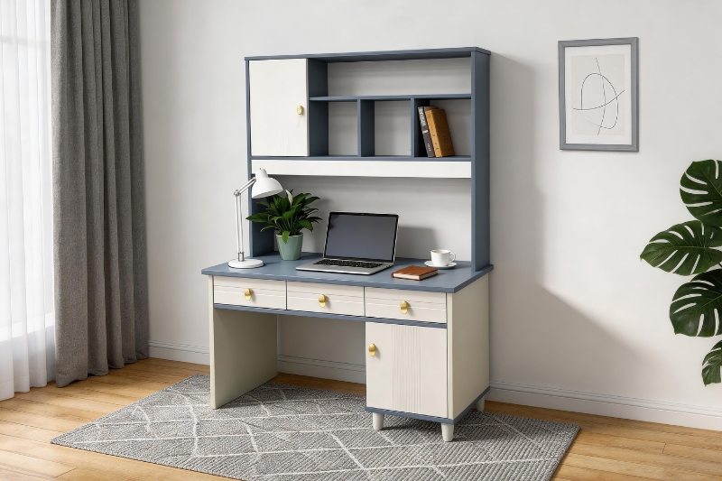 Picture of ZEAL 47" 2-Door 3-Drawer Study Desk with shelf