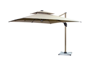 Picture of SOLARIS 118"×118" Crank Open 360° Rotation Cantilever Umbrella With Solar LED Lights & Ground Anchor