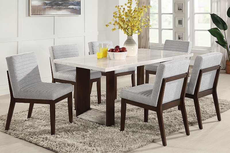 Picture of EDWYN 7PC 68" Marble Top Dining Set