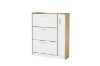Picture of YORU 39.5" 1-Door 3-Drawer Shoe Cabinet  (Oak & White)