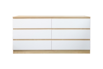 Picture of YORU 63" 6-Drawer Dresser (Oak & White)