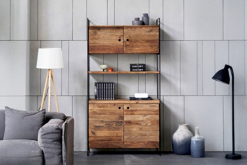 Picture of [FLOOR MODEL CLEARANCE]  ELMORE Reclaimed Pine Wood Cabinet Shelf/Display Cabinet (39" x 75")