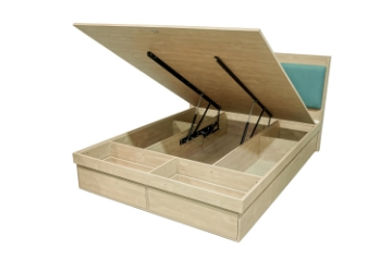 Picture of YORU Queen Size Bed Frame with Gas Lift Storage and Drawers