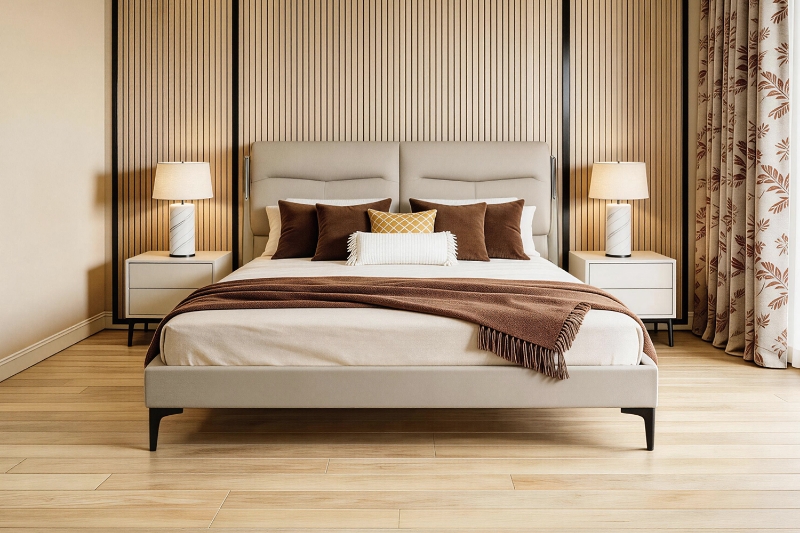 Picture of TERRA Air Leather Bed Frame with Integrated Touch LED Light in Queen Size