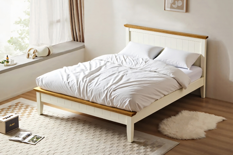 Picture of NOTTINGHAM Solid Oak Bed Frame in Queen/Eastern King Size (White)