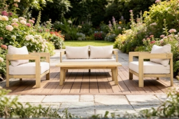 Picture of LUMORA 4PC Acacia Wood Outdoor Sofa Set with Thick Cushions