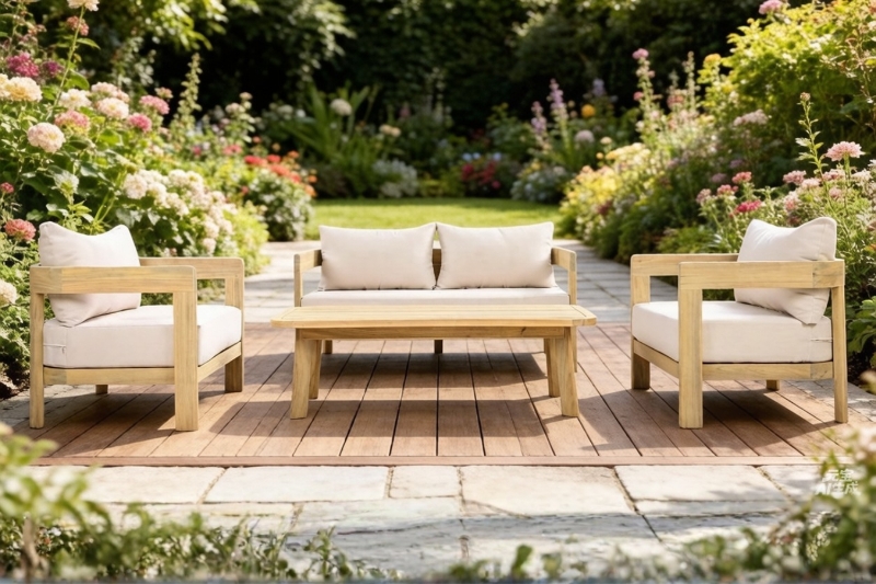 Picture of LUMORA 4PC Acacia Wood Outdoor Sofa Set with Thick Cushions