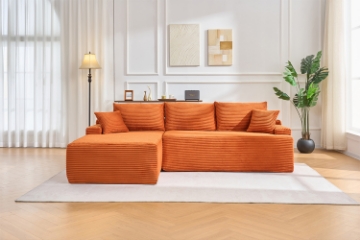 Picture of ASHFORD Fabric Sectional Compressed Sofa (Orange) 