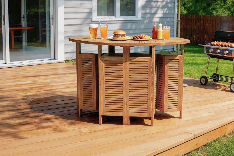 Picture of BALI Solid Teak Outdoor Wood Extension Bar Table Model 140