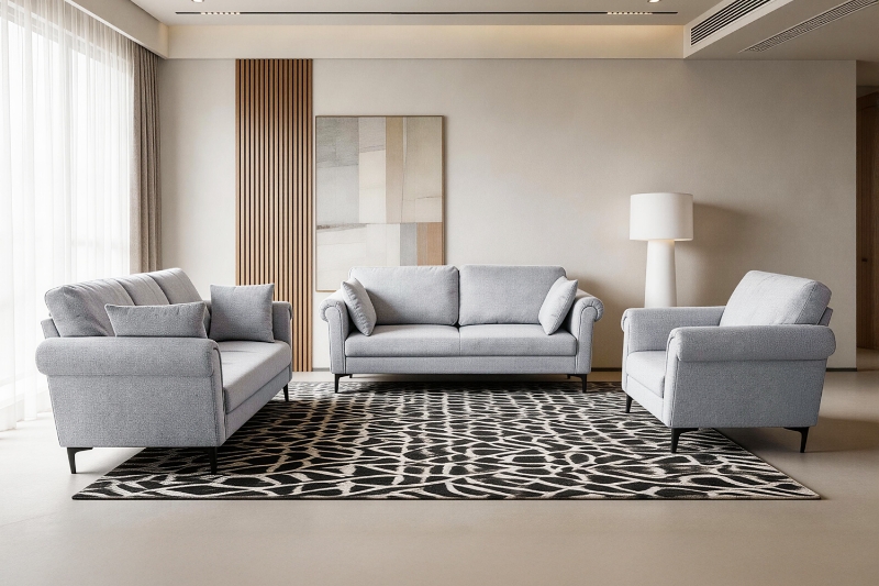 Picture of LUMA Fabric Sofa Range (Grey) -  Armchair + Loveseat + Sofa Set