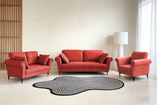 Picture of LUMA Fabric Sofa Range (Red) - Armchair + Loveseat + Sofa Set
