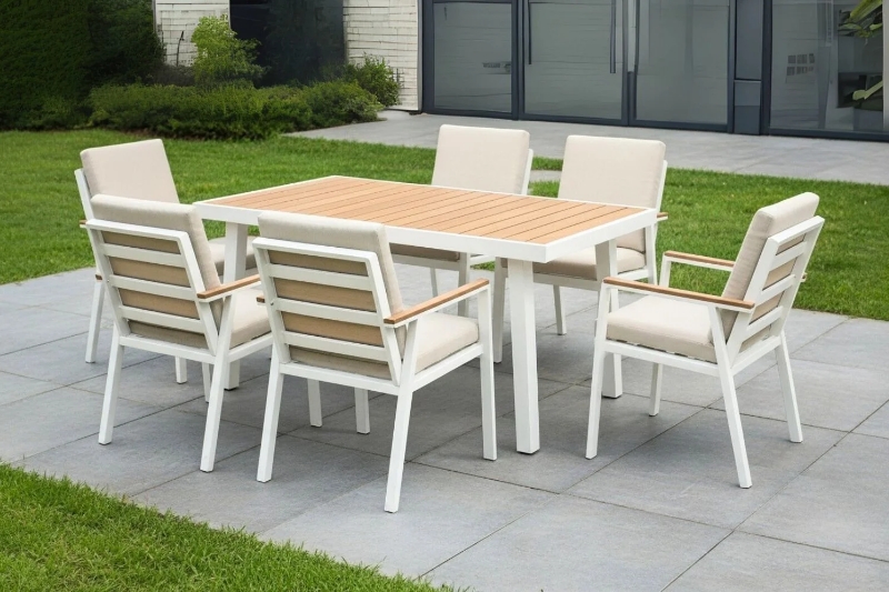 Picture of BONDI 7PC Aluminium Outdoor Lounge Set/Dining Set (Beige) 