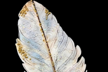 Picture of 357-014 Decorative Wall Art with Golden Frame (15.5"x23.5") - White Feather