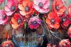 Picture of 357-019 Decorative Wall Art with Golden Frame (47"x23.5") - Red Flower