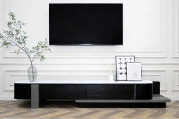 Picture of AURELIO 71"-110" Extension Engineered Stone Top TV Stand with 2-Drawer