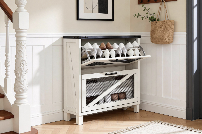 Picture of CAIN Shoe Cabinet with 2 Flip Drawers