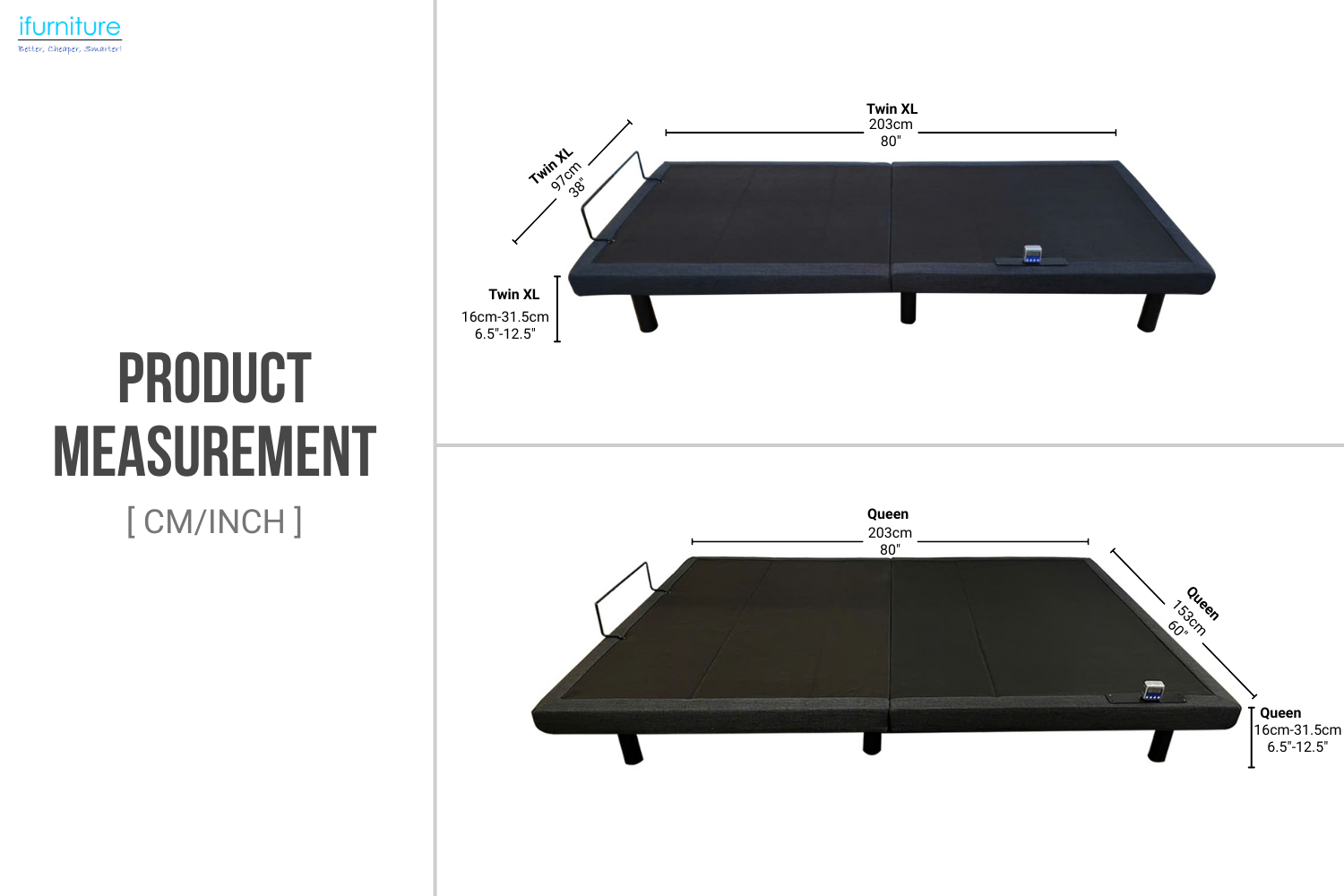 MOTIONFLEXI PRO Electric Adjustable Bed Frame & Base Set - Queen Size ...