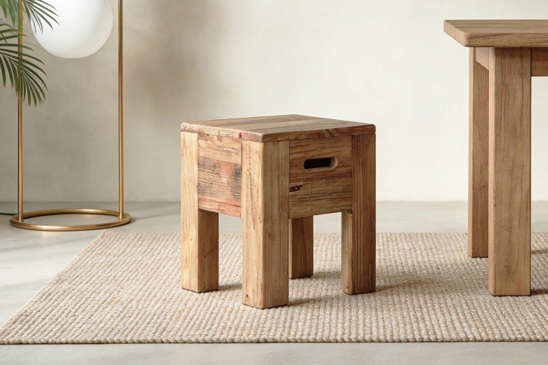 Picture of RUSSELL 100% Reclaimed Pine Wood Stool (15.7" Tall)